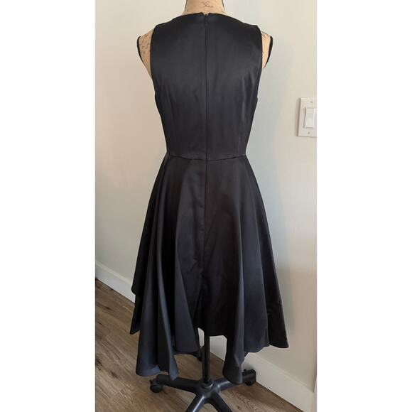 Adrianna Papell Women's High-Low Mikado Sleeveless Gown Black Size 8 - Picture 3 of 6